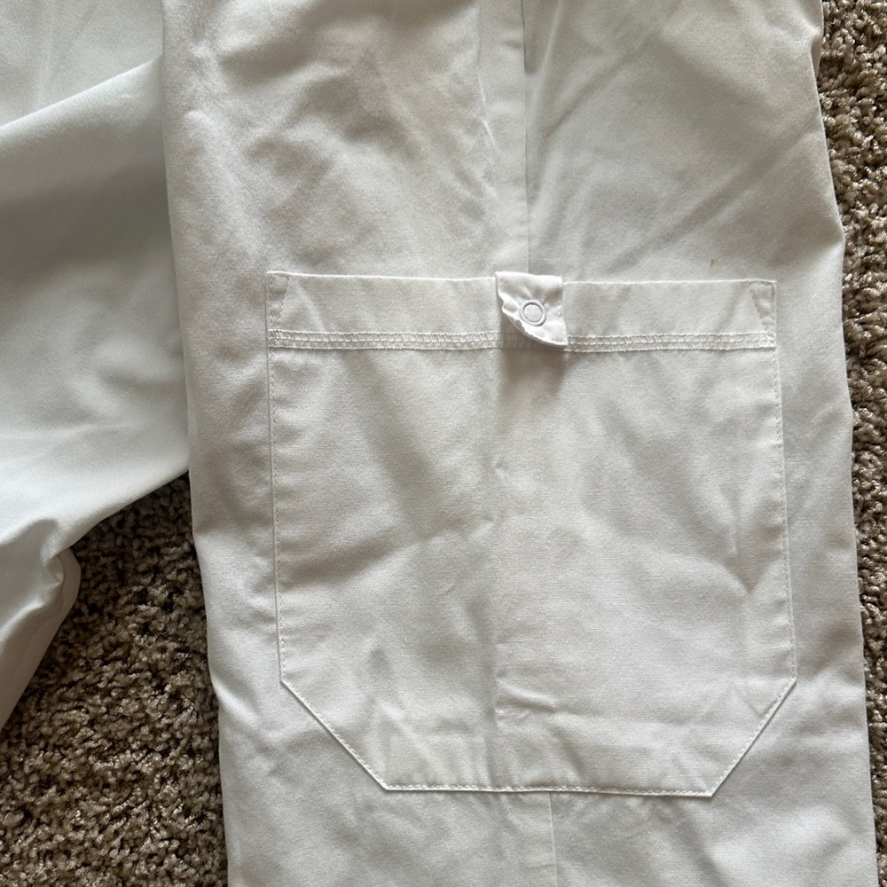 Cherokee White Women's Blouse with neckline detail & 2 pair of scrub pants FREE! - Picture 12 of 16